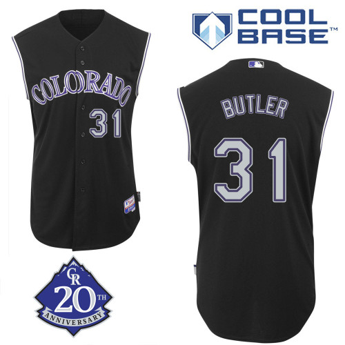 Eddie Butler #31 MLB Jersey-Colorado Rockies Men's Authentic Alternate 2 Black Baseball Jersey